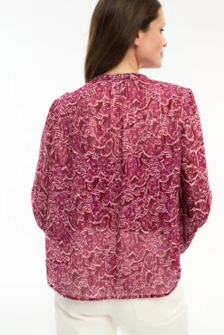 Blusa manga longa com estampa de lurex