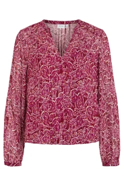 Blusa manga longa com estampa de lurex