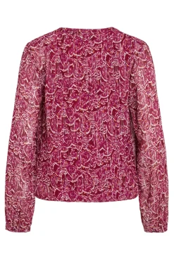 Blusa manga longa com estampa de lurex