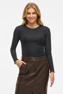 Blusa texturizada de manga comprida