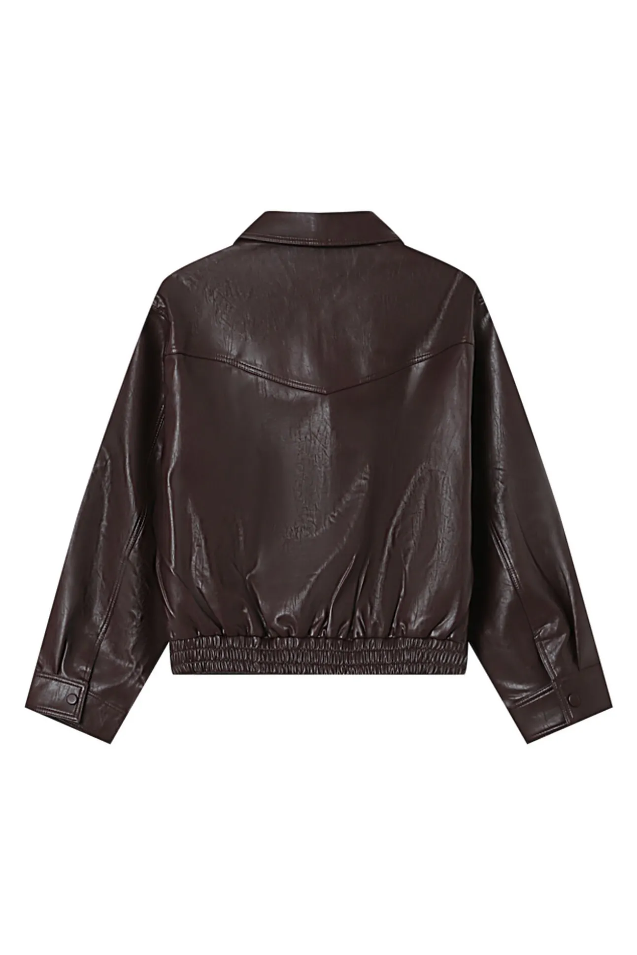 Blusão bomber oversized de couro marrom
