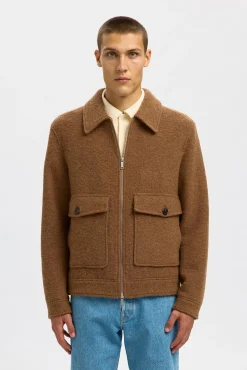 Blusão curta de lã com fecho-éclair
