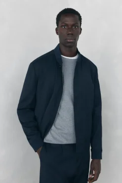 Blusão de lã estilo bomber