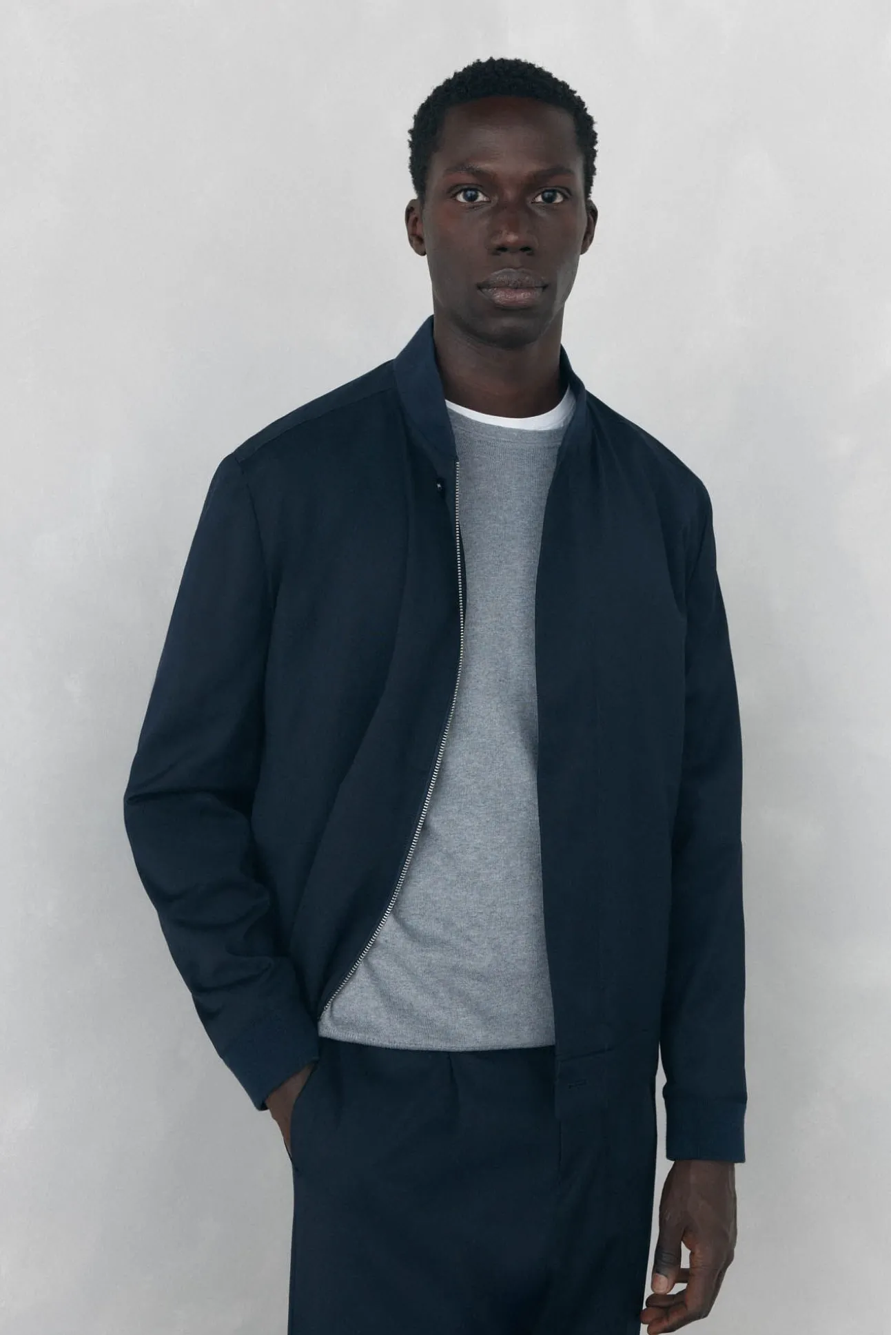 Blusão de lã estilo bomber