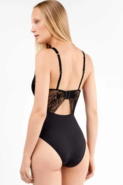 Body com decote em V de espuma