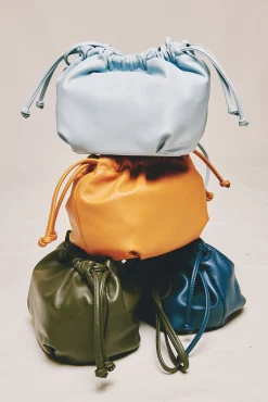 Bolsa bucket de pele