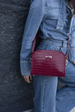 Bolsa Cassandra em pele framboesa