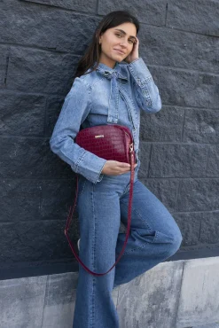 Bolsa Cassandra em pele framboesa