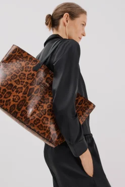 Bolsa de compras com estampado de leopardo