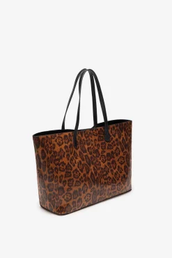 Bolsa de compras com estampado de leopardo