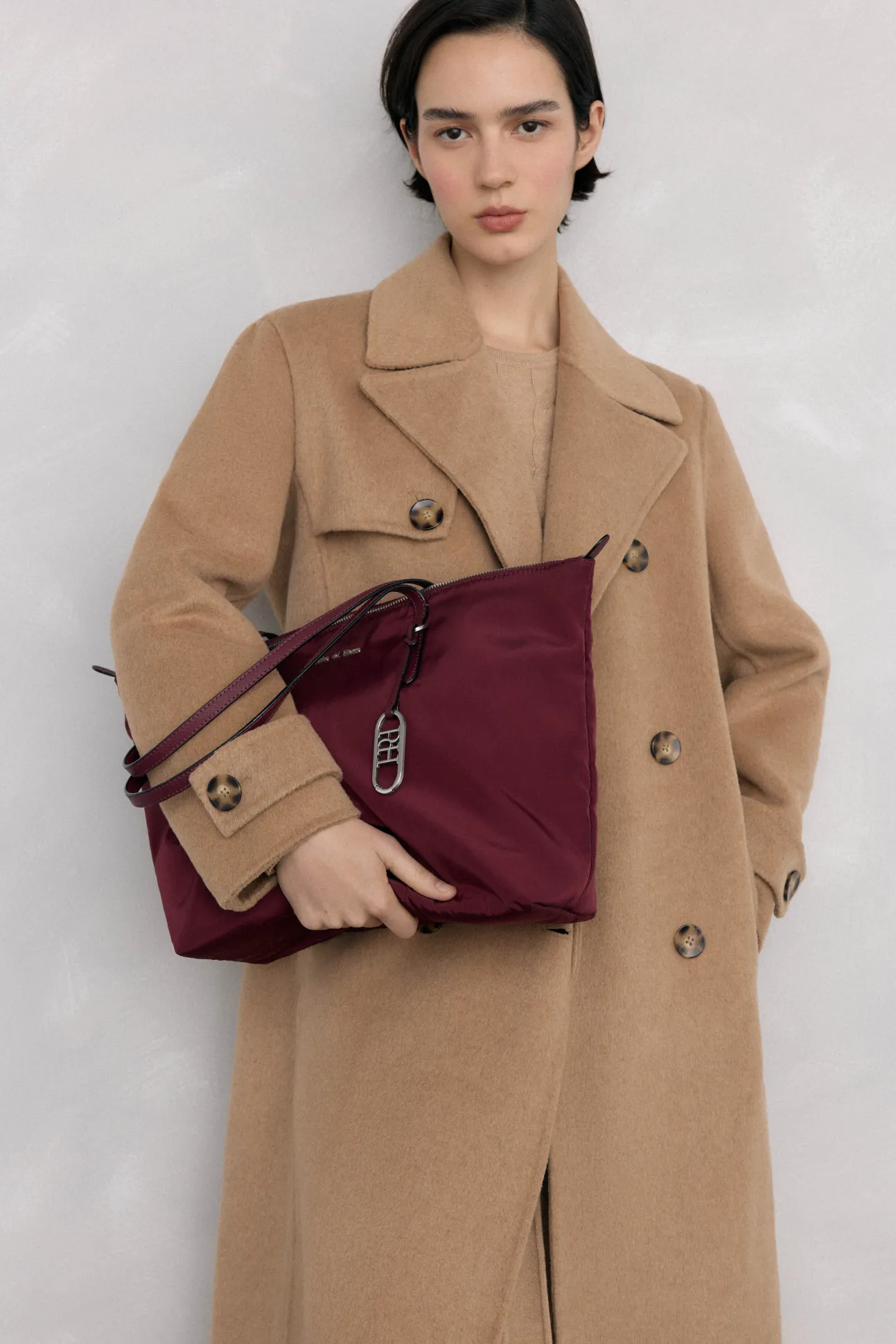 Bolsa de compras de nylon com fecho-éclair