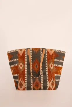 Bolsa de compras jacquard marrom