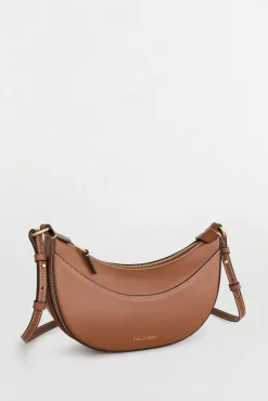 Bolsa de mala de tiracolo oval de pele