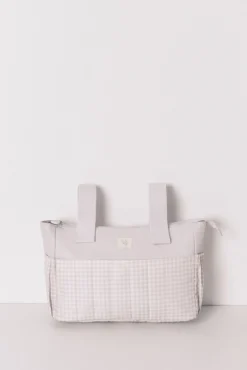 Bolsa de nécessaire "maternity" média em xadrez cinza