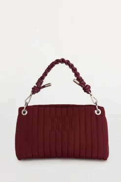 Bolsa de ombro de nylon com fecho-éclair e alça de cordão