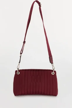 Bolsa de ombro de nylon com fecho-éclair e alça de cordão
