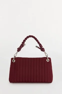 Bolsa de ombro de nylon com fecho-éclair e alça de cordão