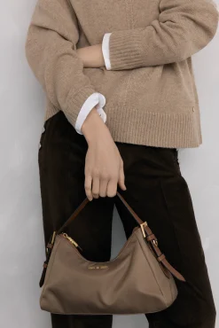 Bolsa de ombro de nylon com fecho-éclair