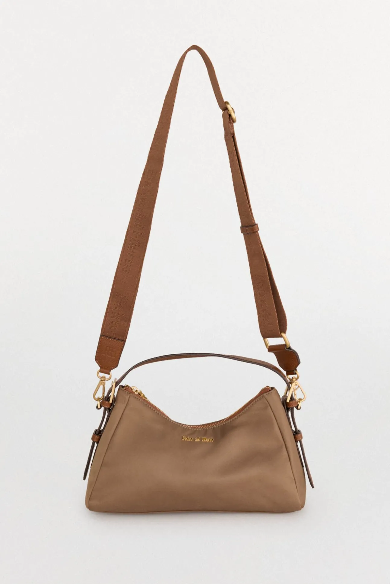 Bolsa de ombro de nylon com fecho-éclair
