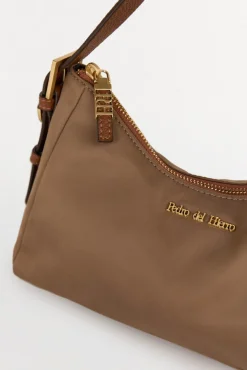 Bolsa de ombro de nylon com fecho-éclair