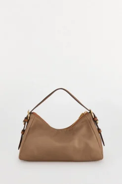 Bolsa de ombro de nylon com fecho-éclair