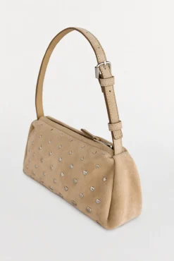 Bolsa de ombro em pele cravejado