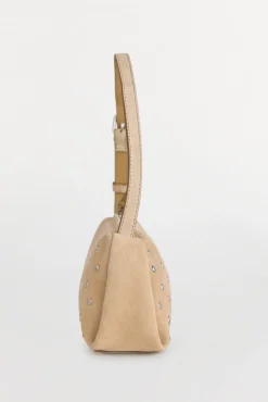 Bolsa de ombro em pele cravejado