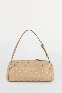 Bolsa de ombro em pele cravejado