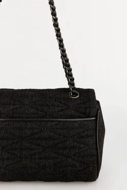 Bolsa mala de tiracolo acolchoada com corrente