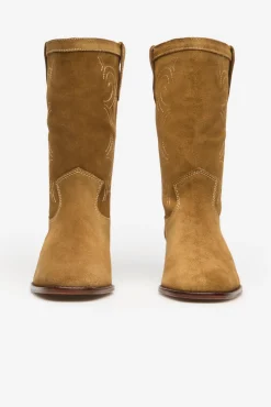 Bota de croute com costuras contrastantes
