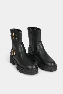 Botins de motociclista com fivelas