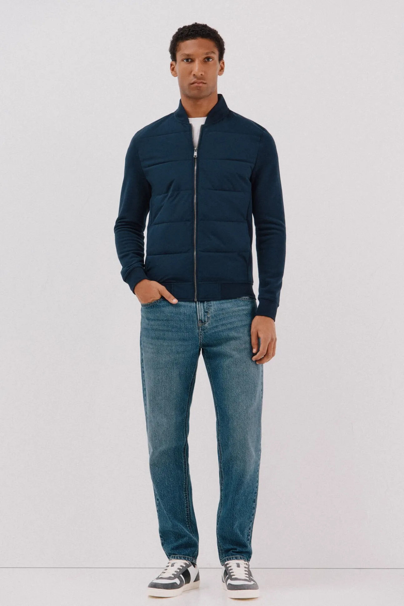 -Regular fit-Fleece fabric combined with technical fabric-Front zip fastening, bomber neck and side pockets-By buying our cotton products, you're supporting our investment in the Better Cotton initiative. This product has been sourced using
