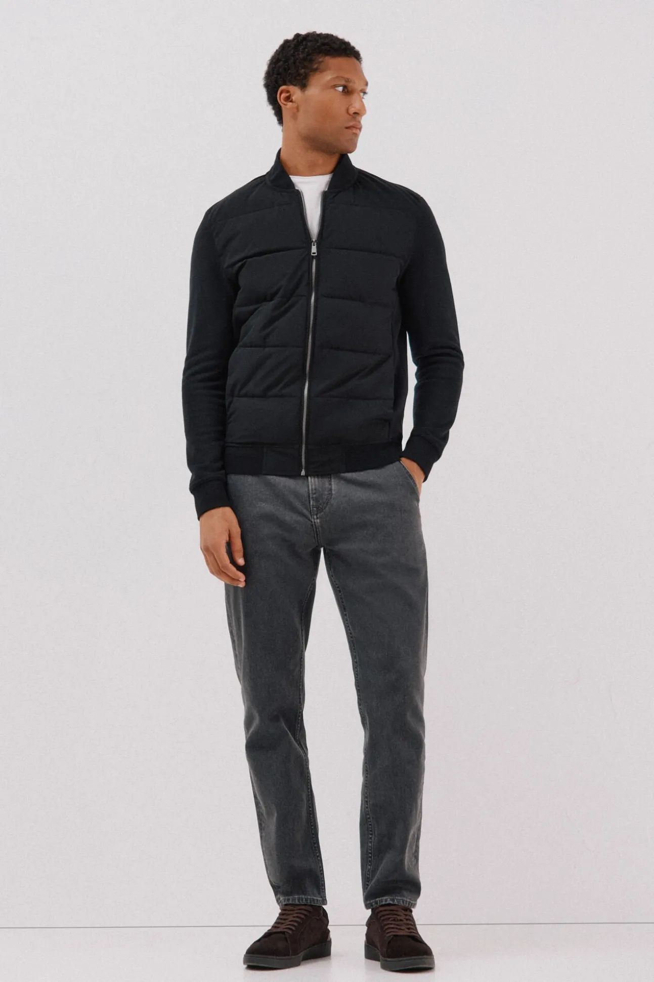 -Regular fit-Fleece fabric combined with technical fabric-Front zip fastening, bomber neck and side pockets-By buying our cotton products, you're supporting our investment in the Better Cotton initiative. This product has been sourced using