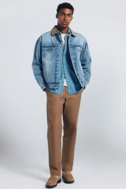 Calça calças chino de lona com corte reto