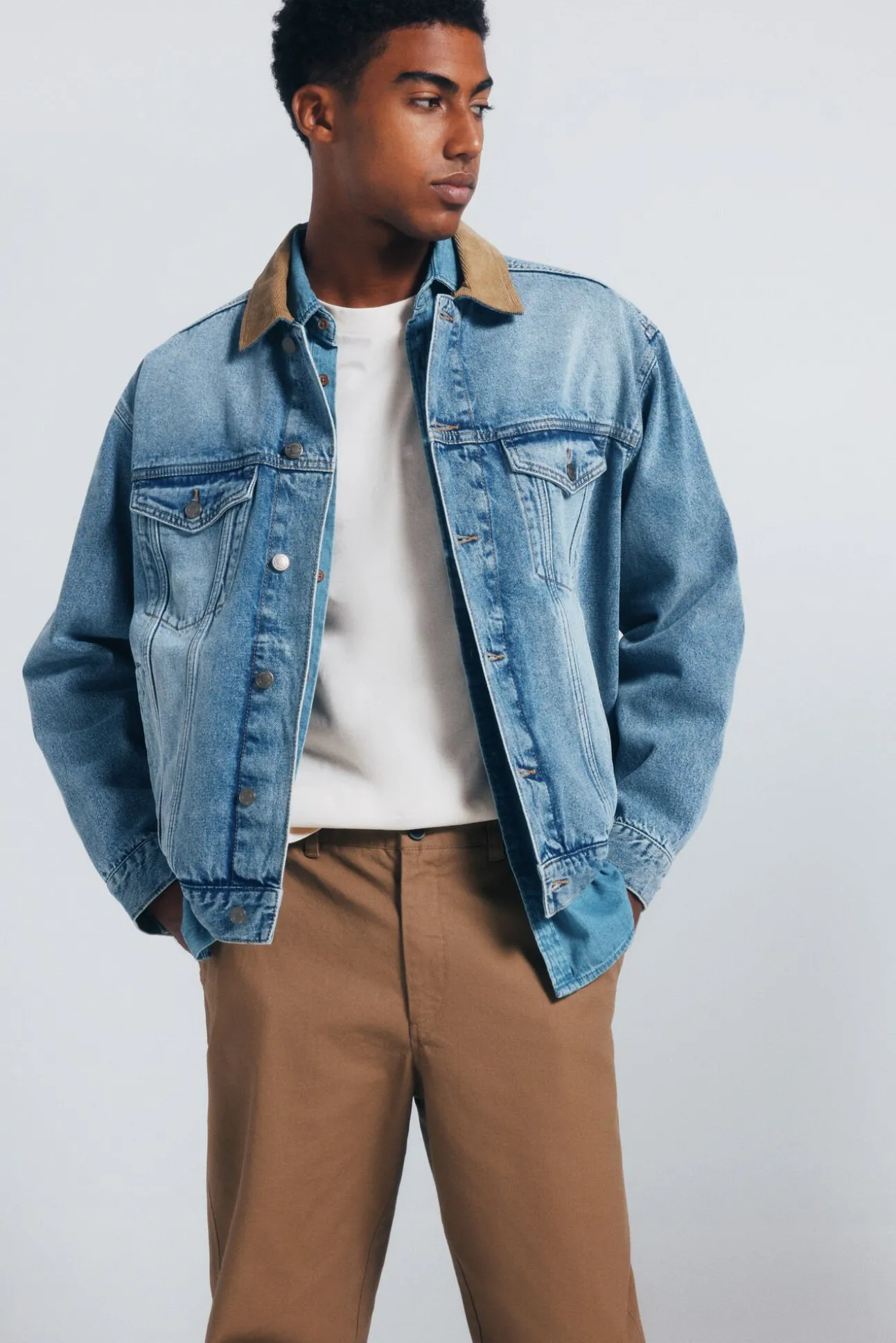 Calça calças chino de lona com corte reto
