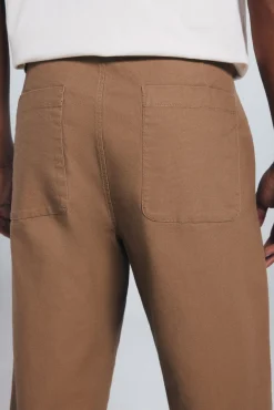 Calça calças chino de lona com corte reto