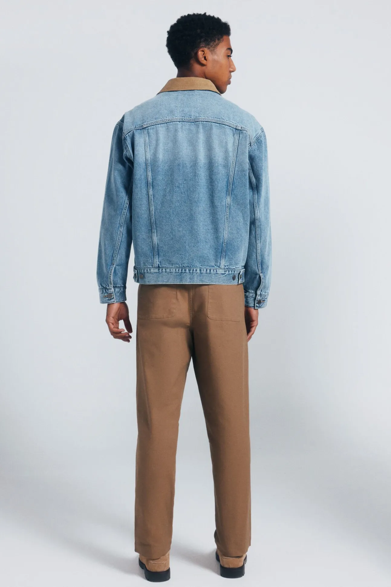 Calça calças chino de lona com corte reto