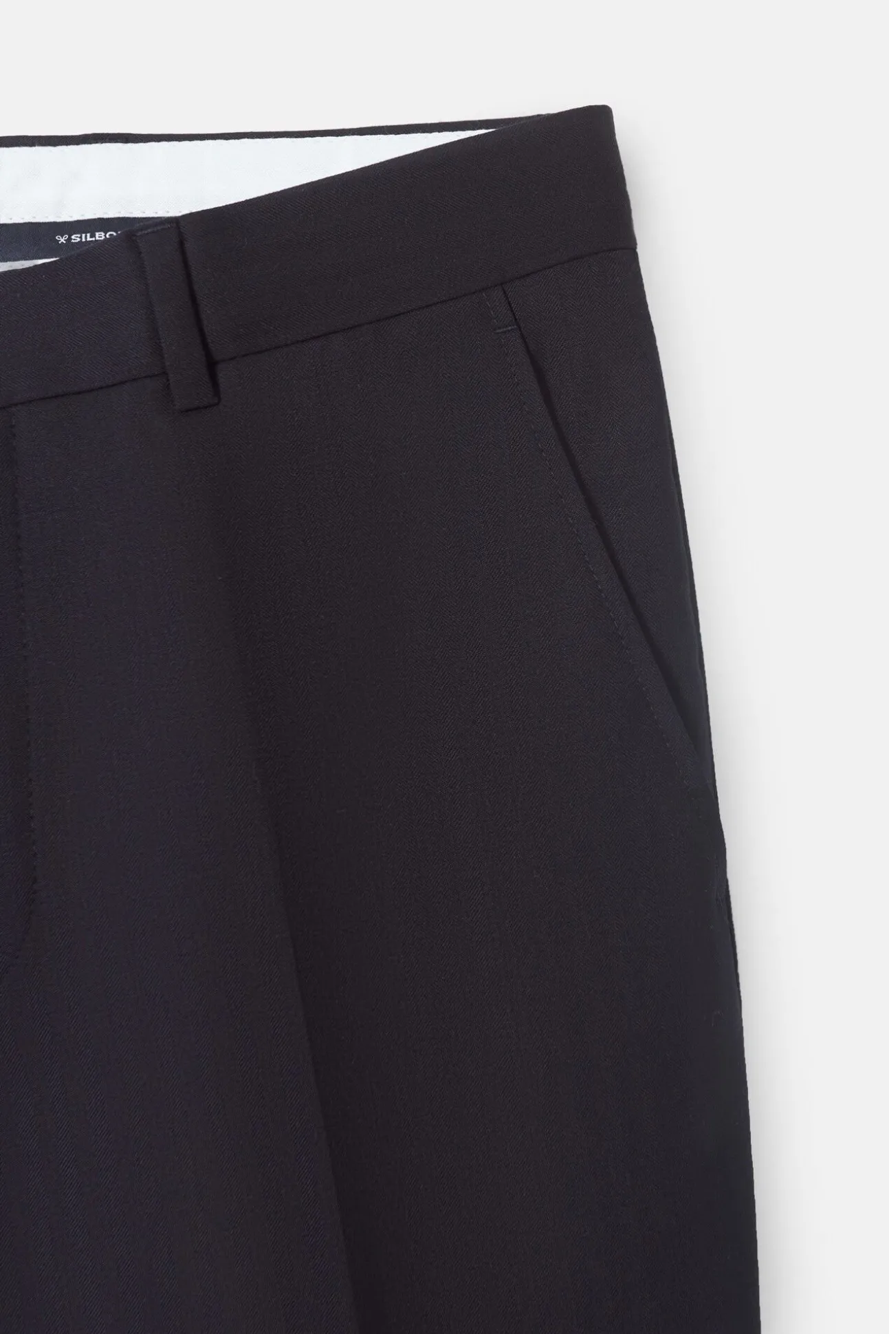 Calça clássicas de terno em espinha de espiga