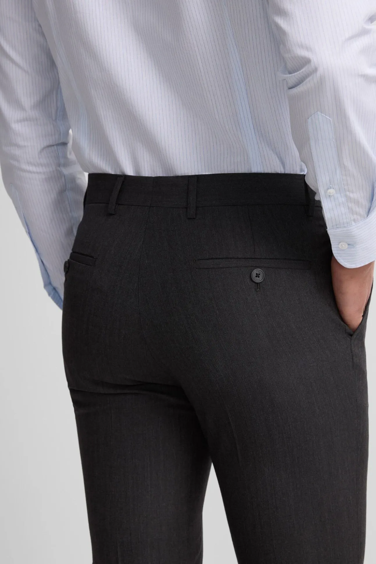 Calça clássicas de terno em espinha de espiga