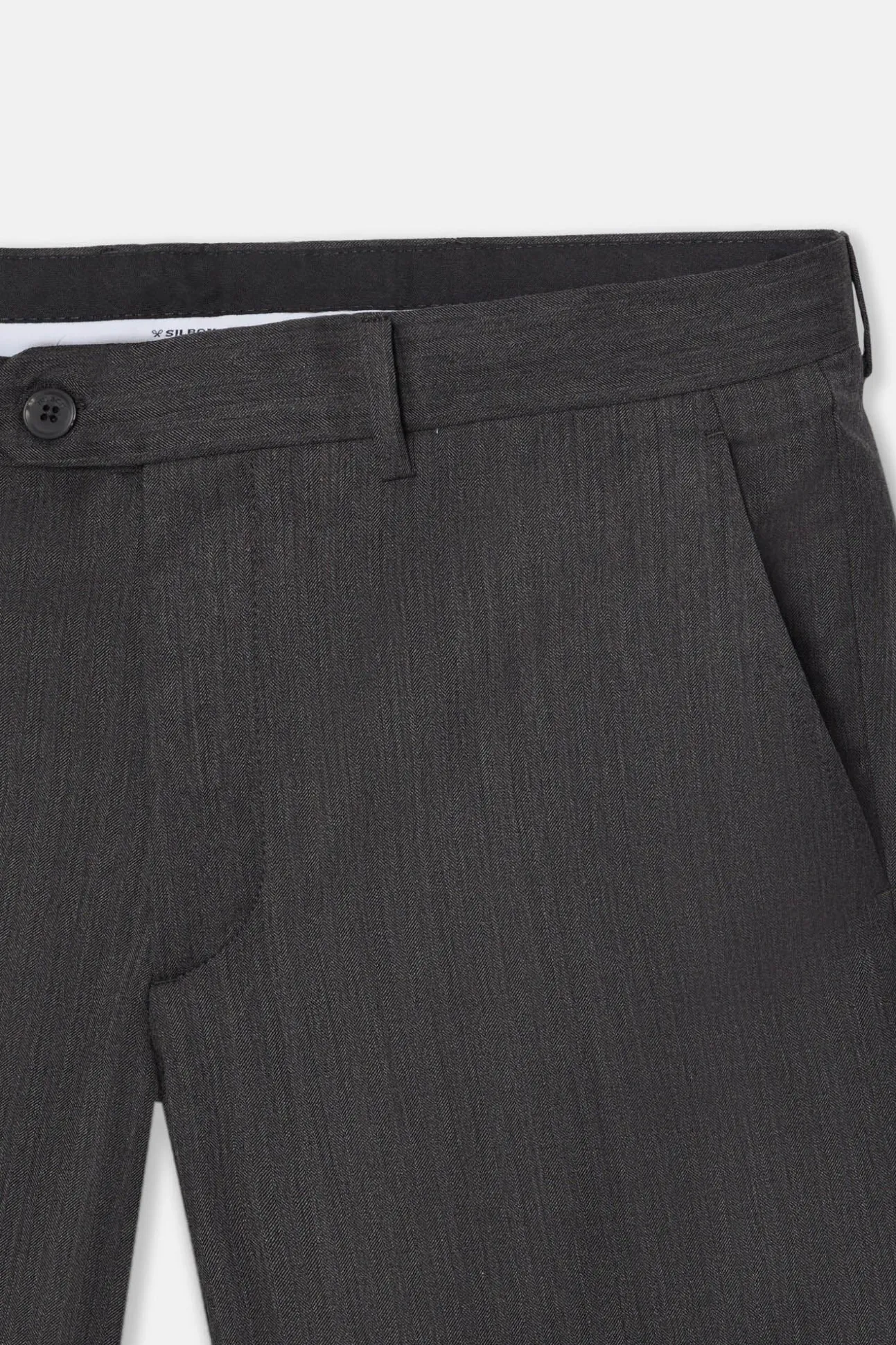 Calça clássicas de terno em espinha de espiga