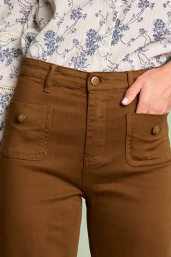 Calça com botões camelo