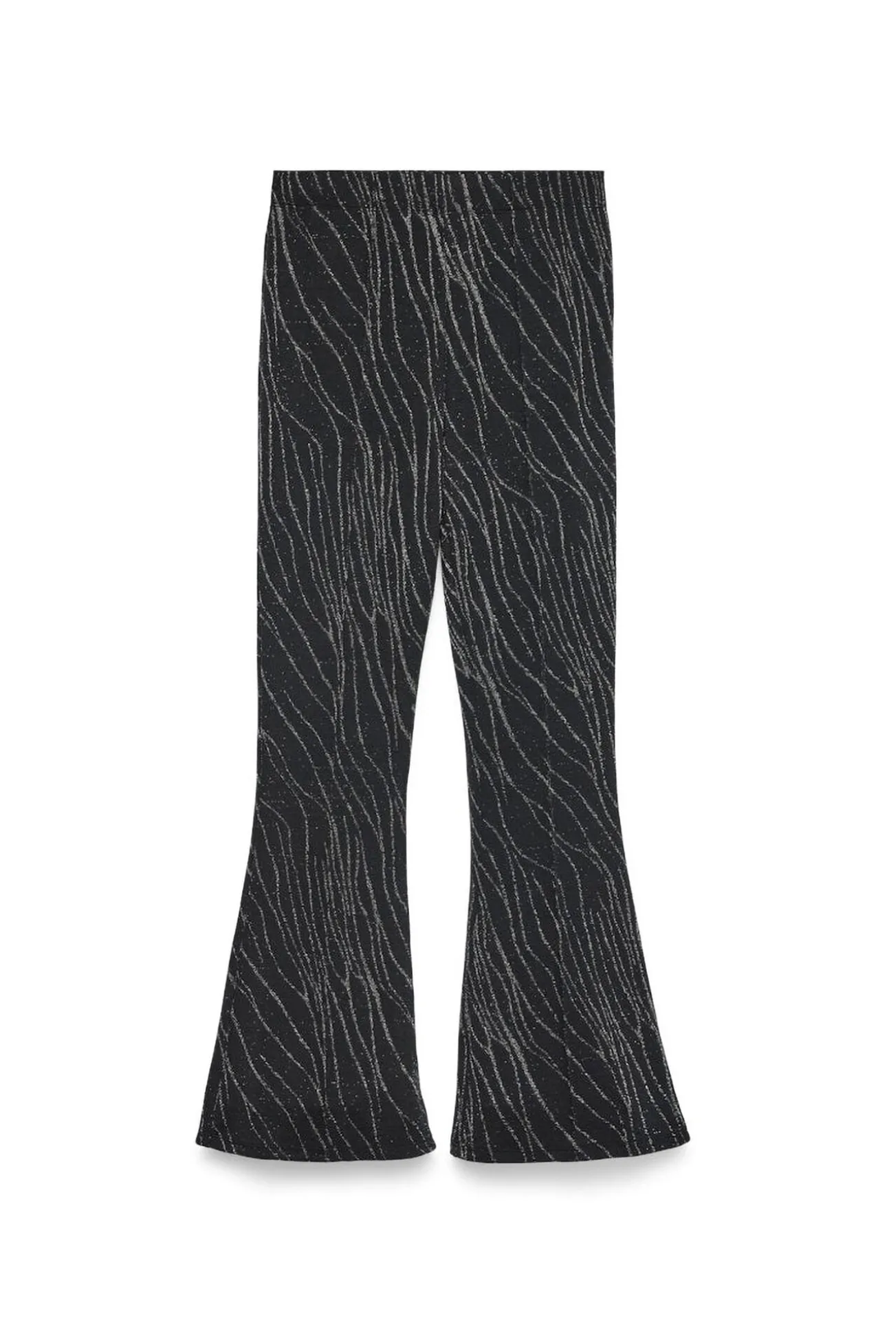 Calça comprida boca de sino com lurex