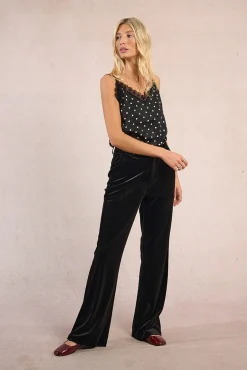 Calça comprida com efeito veludo