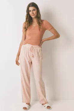 Calça comprida de calça riscas laranja