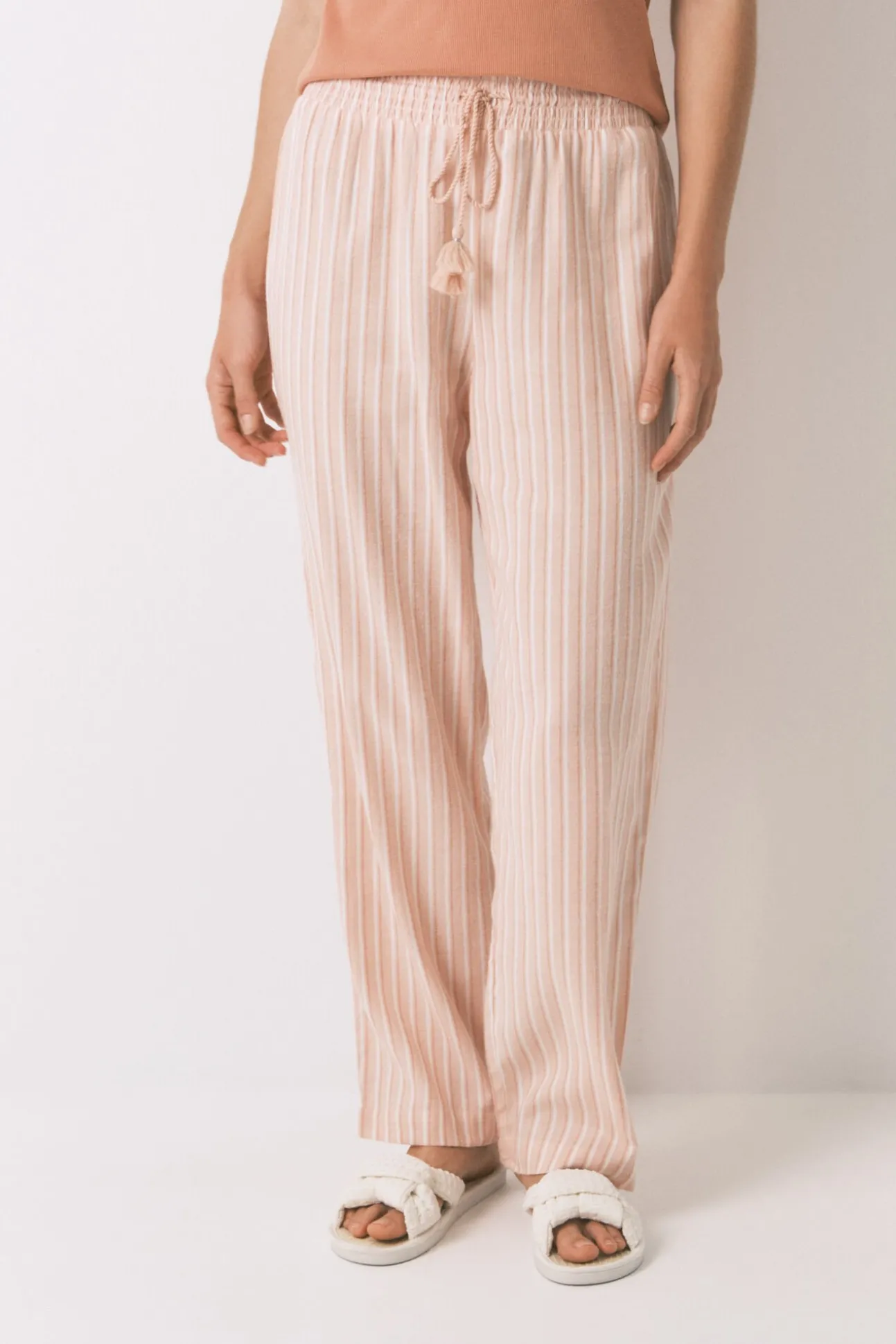 Calça comprida de calça riscas laranja