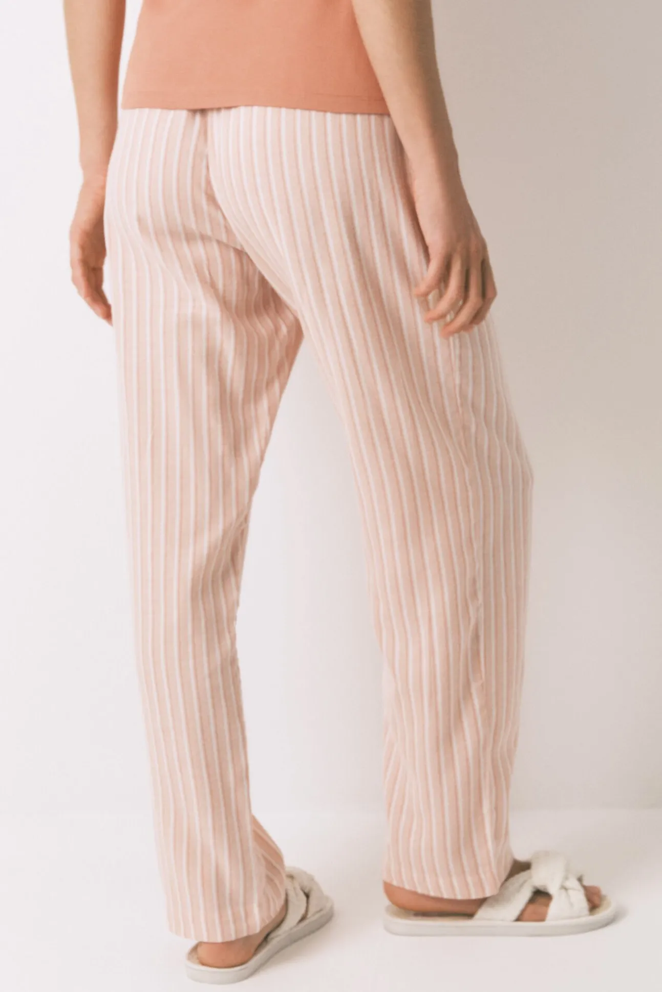 Calça comprida de calça riscas laranja