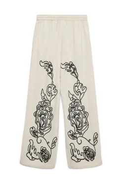 Calça comprida de linho estampado