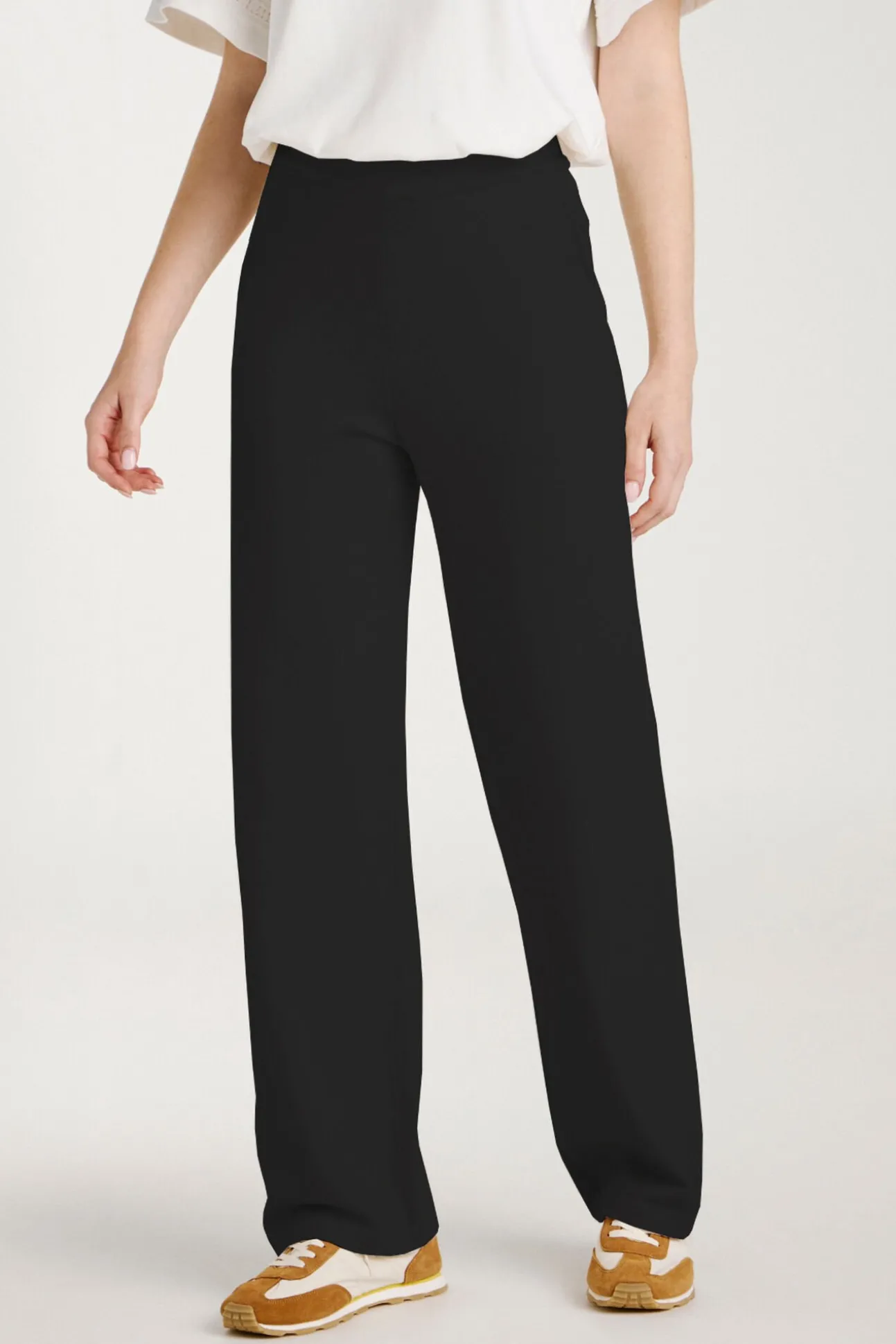 Calça comprida de malha com viscose