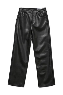Calça compridas com efeito de couro