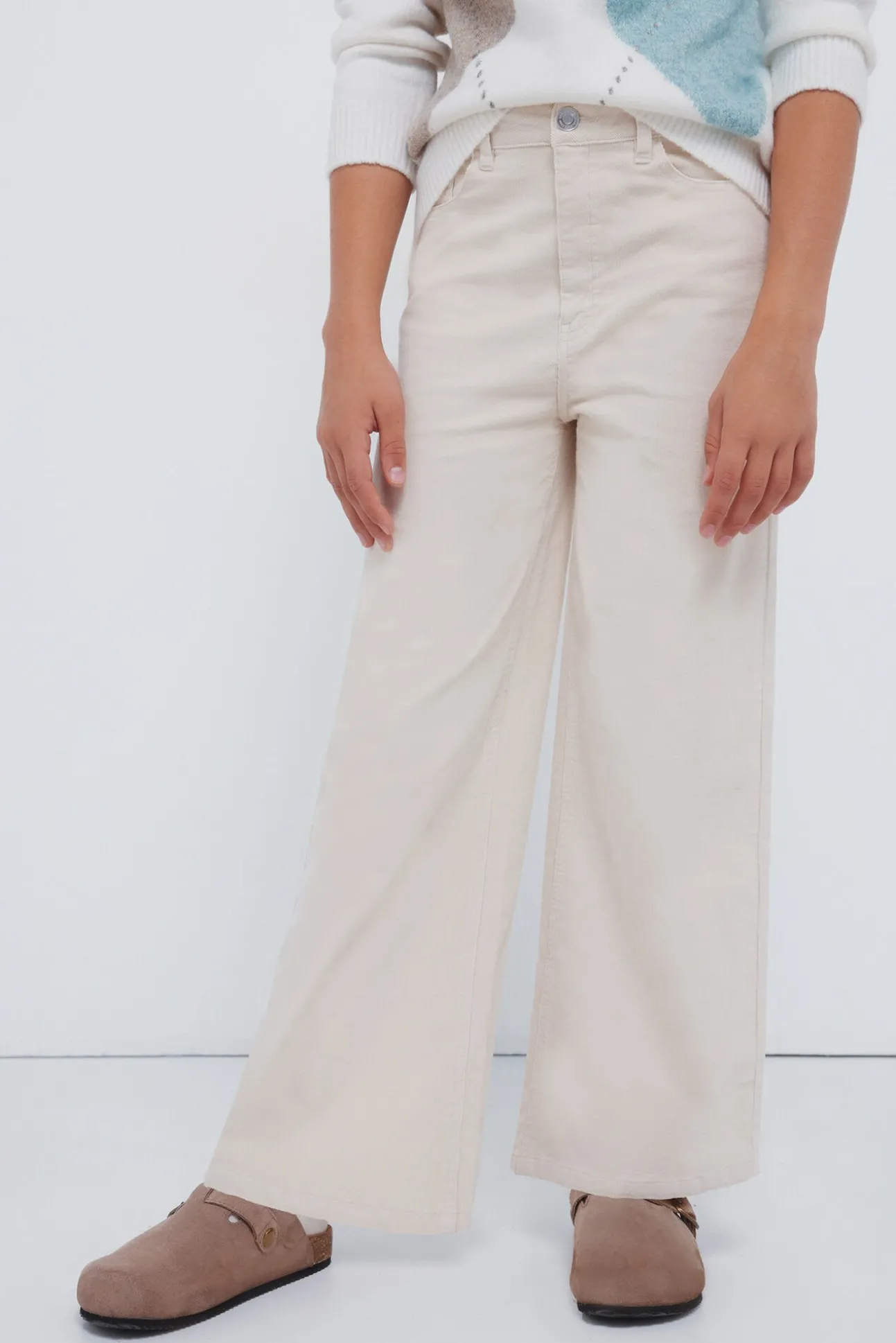 Calça culotte de microveludo cotelê para meninas